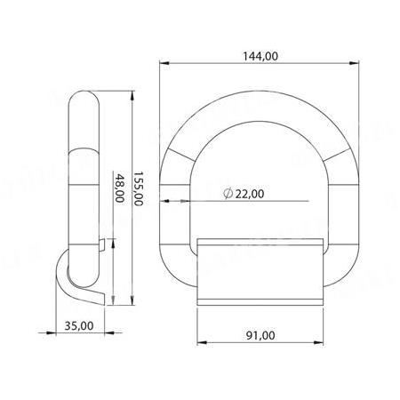 Gemi (Roro) Halkası 22 mm Kaynak Bağlantılı Kaplamasız