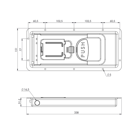 Büyük Gömme Kilit Krom