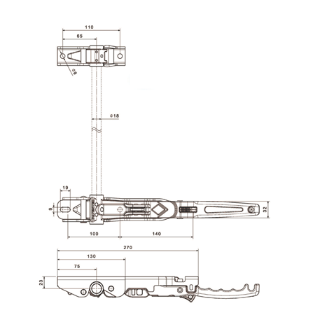 Yeni Nesil Arka Kapı Kilidi ø18 Kol Ve Taban Saclı Daldırma Galvanizli